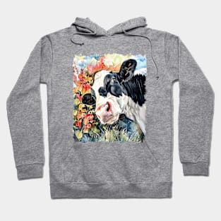 Floral Cow Capers - Whimsical Cow Art Hoodie